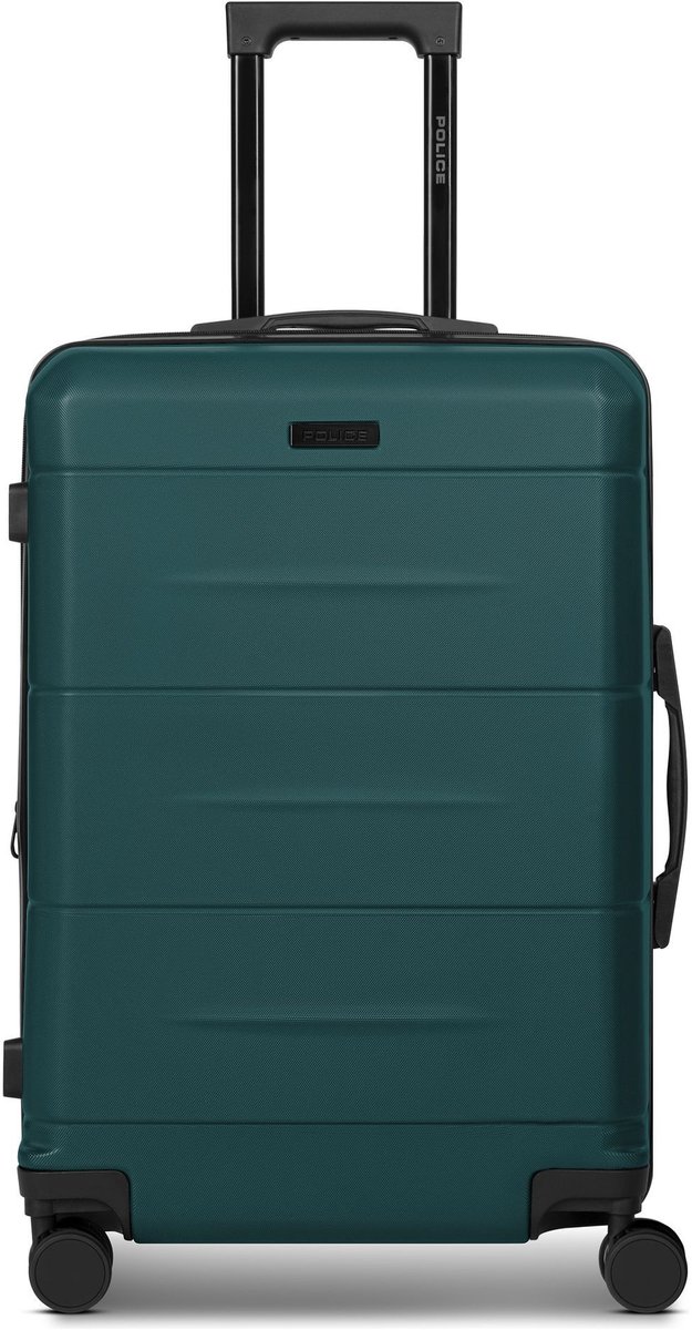 Police London 4 wielen Trolley 64 cm met uitbreidingsplooi - Harde bagage - Combinatieslot - petrol