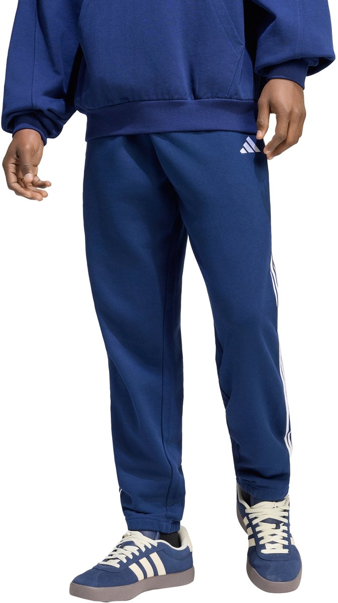 Adidas Sportswear Essentials 3-Stripes French Terry Tapered Cuffed Broek Heren Blauw