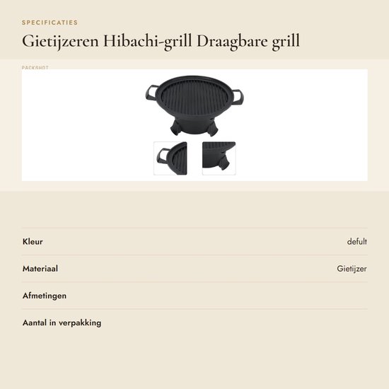 Dailygoods- Hibachi-grill Gietijzer - Draagbare BBQ-grill - Antiaanbak Grillpan - Eenvoudig te Monteren - Lichtgewicht - Ideaal voor Picknicks - Barbecuegrill — afbeelding 3