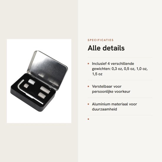 Dailygoods- Biljart Cue Gewicht Verstelbaar - Aluminium - Set van 4 Gewichten - 0,3/0,5/1,0/1,5 oz - Inclusief Inbussleutel - Geschikt voor Cuetec - Biljartaccessoires van Dailygoods — afbeelding 2