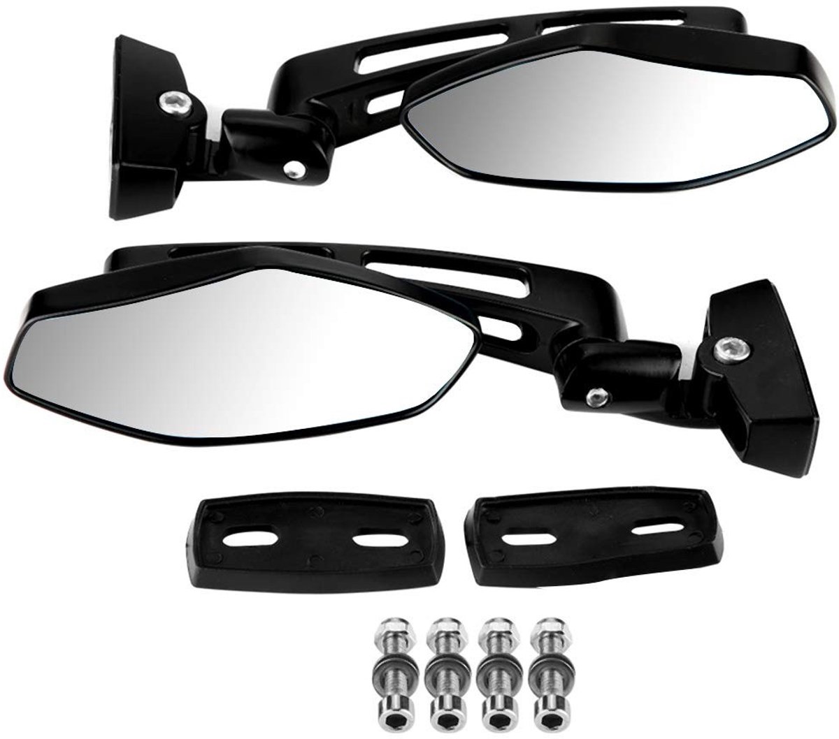 Dailygoods- Achteruitkijkspiegel Gemaakt van Aluminium - Motorfiets Achteruitkijkspiegel - Stootbestendig - Zwart/Blauw - Inclusief Montageaccessoires - Breder Zicht - Motorfiets Spiegel