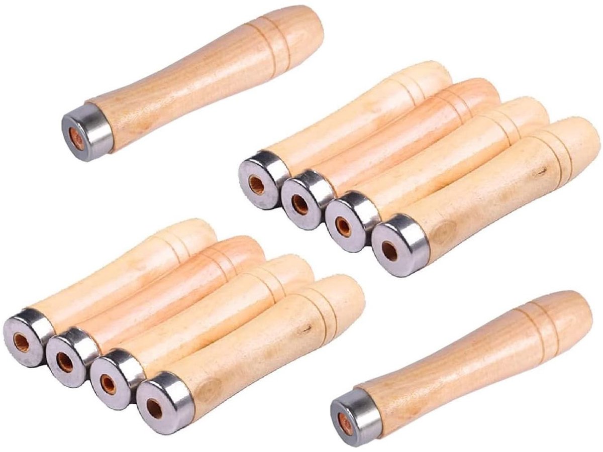 Dailygoods- Vijlhandvat Houten Handgrepen - 10 Stuks - 9 cm Lang - 4 mm Gat - Voor Vijlen/Raspen/Beitels - Duurzaam Materiaal - Handgreep