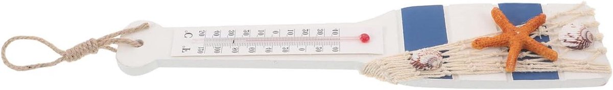 Houten Roeispaan - Wanddecoratie Thermometer - Maritieme Sfeer - Ingebouwde Thermometer - 30 cm - Multi