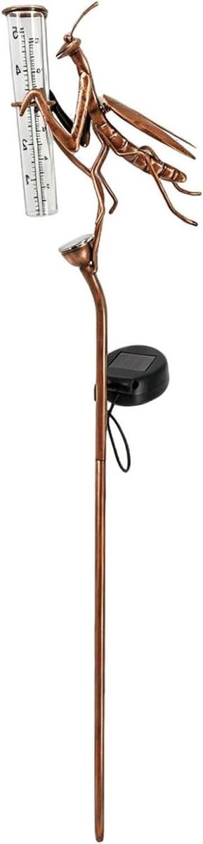 Regenmeter met Verlichting - Tuindecoratie Buiten - Tuinonderhoud Weer - Automatische Zonsensor - 335 cm Hoog - Zwart