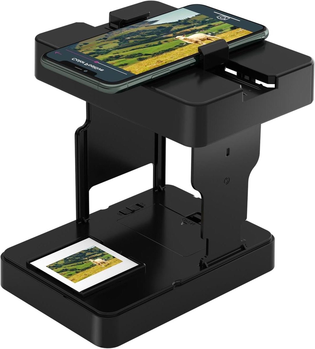 35 mm mobiele filmscanner, positieve en negatieve diascanner, dia's en negatieven thuis scannen met uw eigen smartphone, dia's zelf scannen