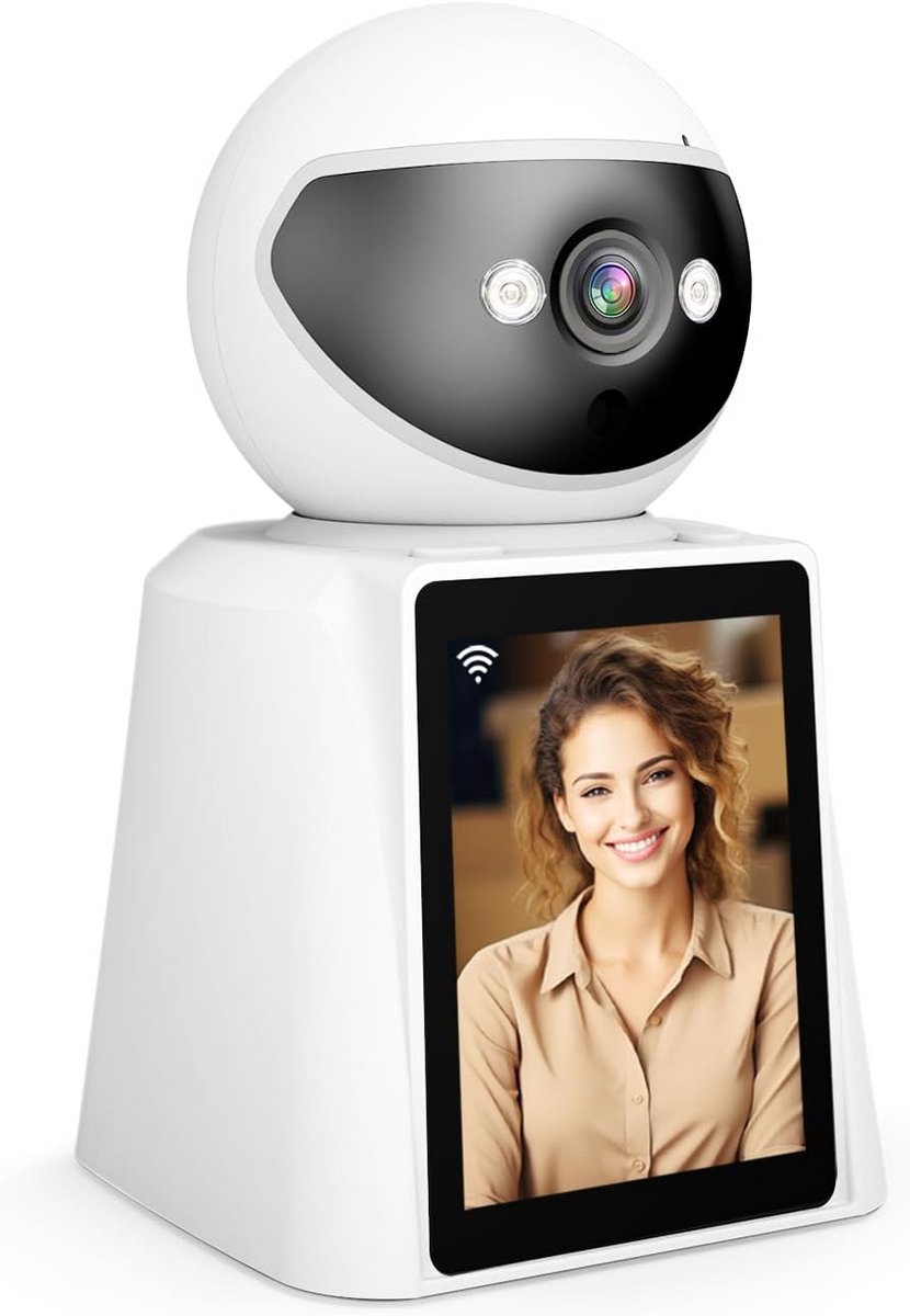 SRIHOME PTZ Bewakingscamera, met 2,8-inch display, 1440p FHD, humanoïde detectie, nachtzicht full-color, twee-weg video- en spraakoproepen, bewaking op afstand, binnenbediening