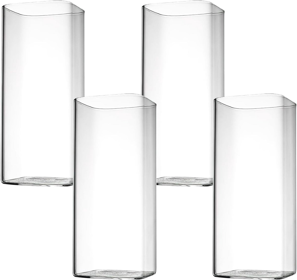 Dailygoods- Drinkglazen 400 ml - Set van 4 - Borosilicaatglas - Dun ontwerp - Elegant vierkant - Geschikt voor water/sap/cocktails - Barglazen