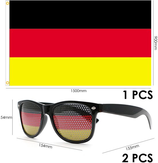 Dailygoods- Vlaggen - 2 Stuks Duitse Vlaggenglazen - 1 Stuk Duitse Decoratieve Vlag - Voetbalthema Decoratie - Veelkleurig - Afmetingen 60 x 90 cm - Vlaggenaccessoires van Dailygoods — afbeelding 4