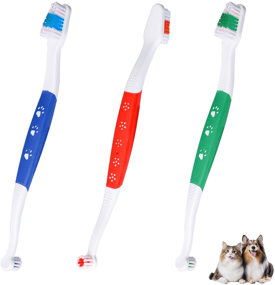 Dailygoods- Tandenborstel Dubbelzijdig - 3 Stuks - Zachte Borstelharen - Huisdier Tandenreiniging - Voor Hond/Kat - 21,6 cm Lengte - Huisdierentandenborstel