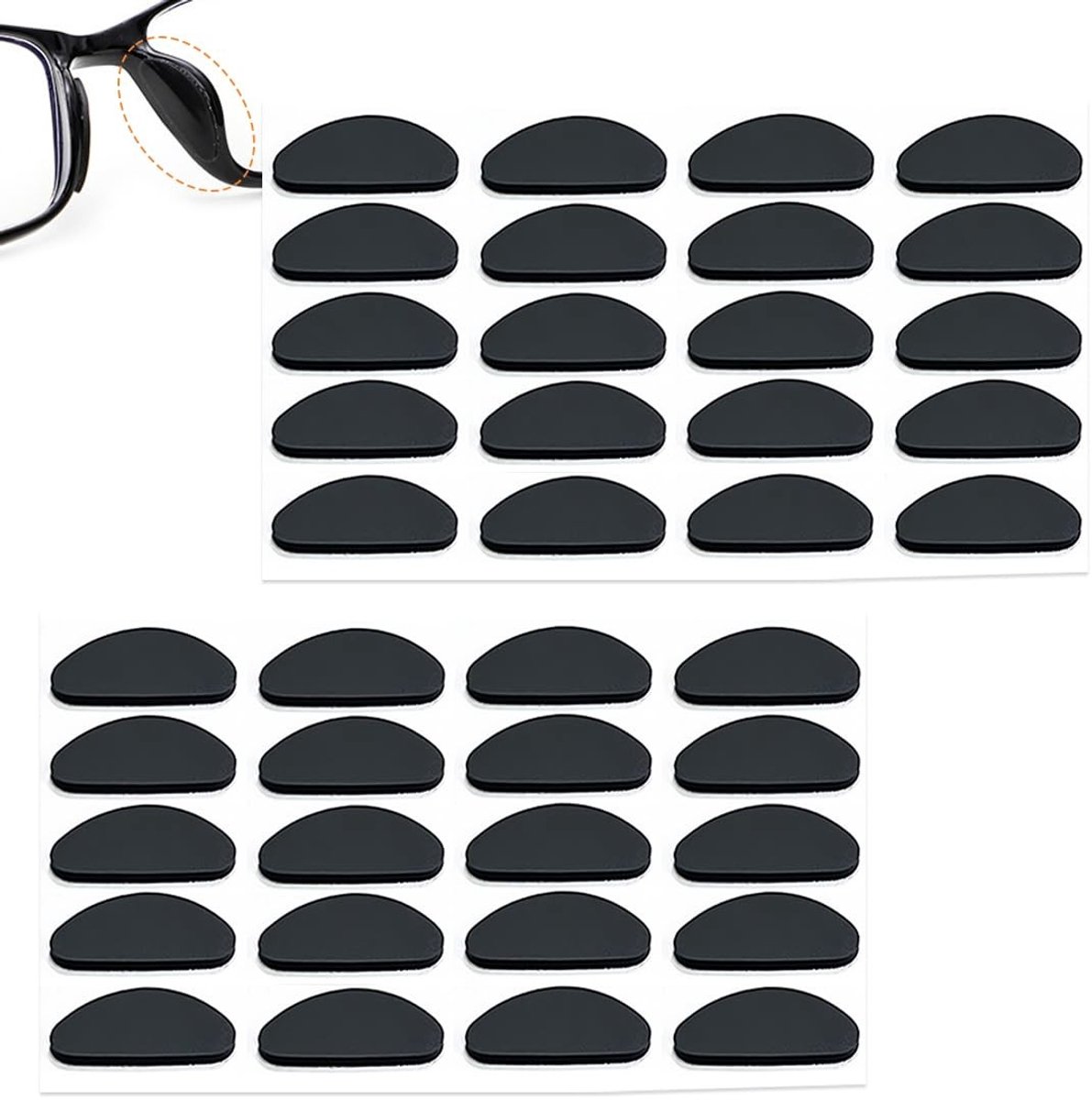 Dailygoods- Neuspads Siliconen - 20 Paar - Zelfklevend - Antislip - Comfortabel - Geschikt voor Zonnebril - Brilkussens