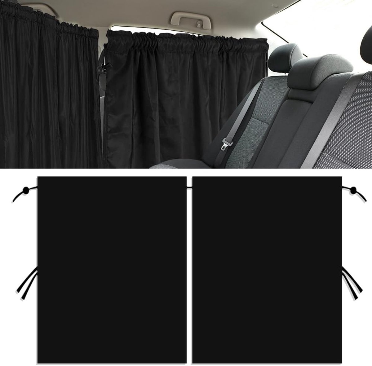 Dailygoods- Gordijnen Verduisterend 140x80cm - Privacy Gordijnen - Verwijderbaar Gordijn - Zonwering - Auto - Verstelbaar Koord - Autogordijn