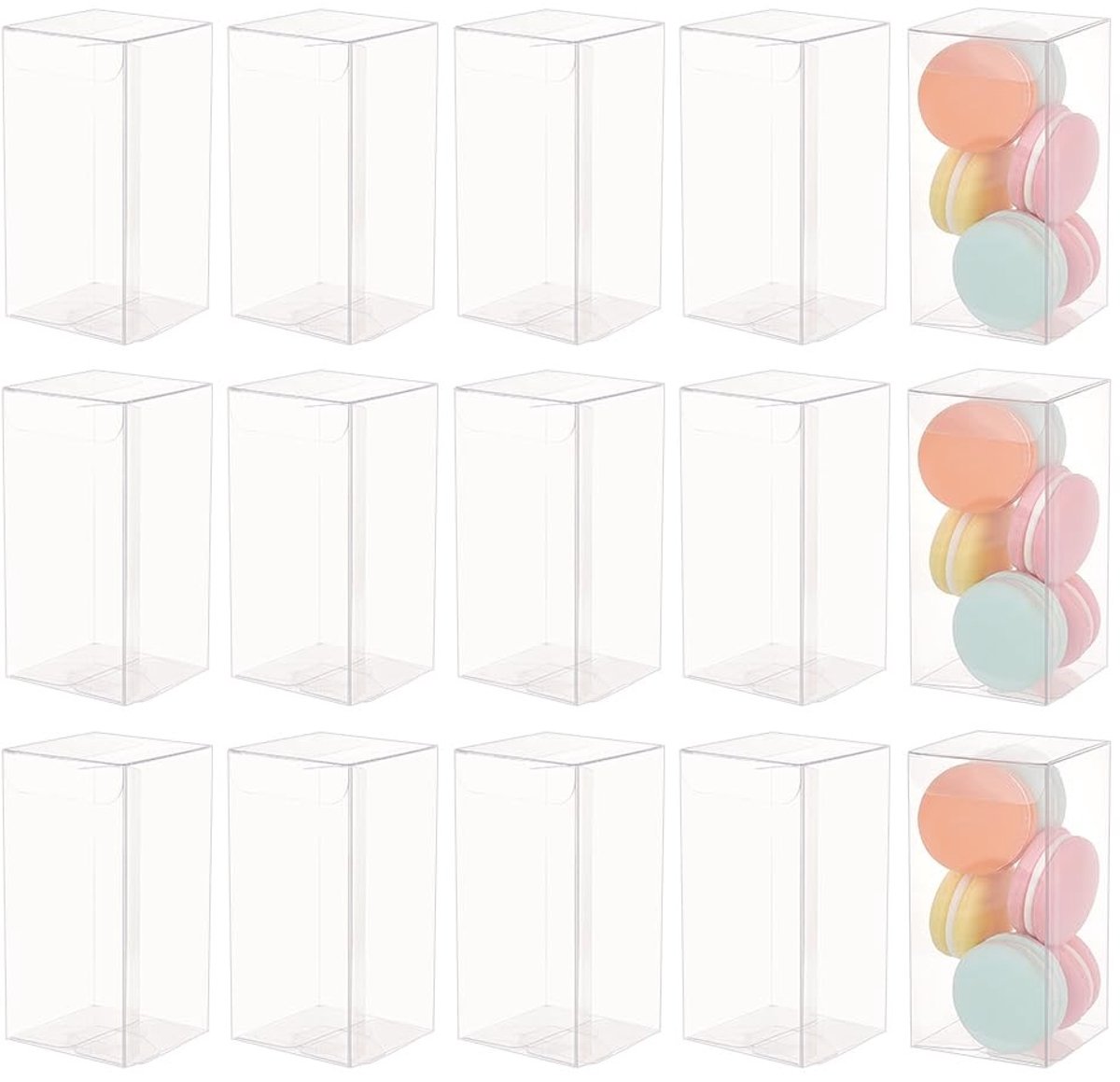 Dailygoods- Geschenkdozen met Deksel - 20 Transparante Dozen - 6 x 6 x 12 cm - Rechthoekige Kunststof - Voor Verjaardagscadeaus - Creatieve Verpakking - Cadeaudozen