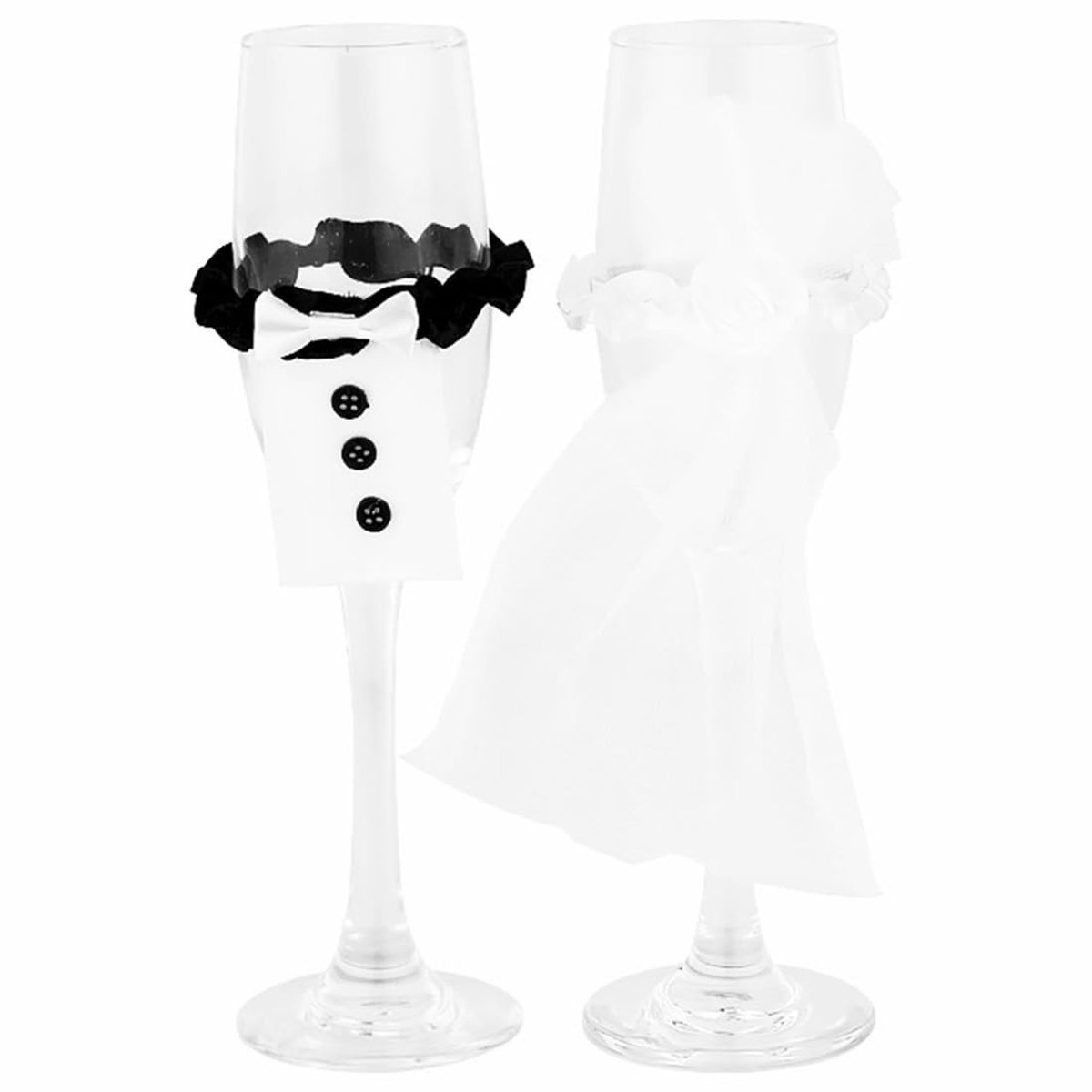 Dailygoods- Afdekkingen Handgemaakt - Glazen Bruiloft Decoratie - Huwelijkscadeau - Wit/Zwart - Herinneringswaarde - Eenvoudig Op te Bergen - Bruiloftdecoratie