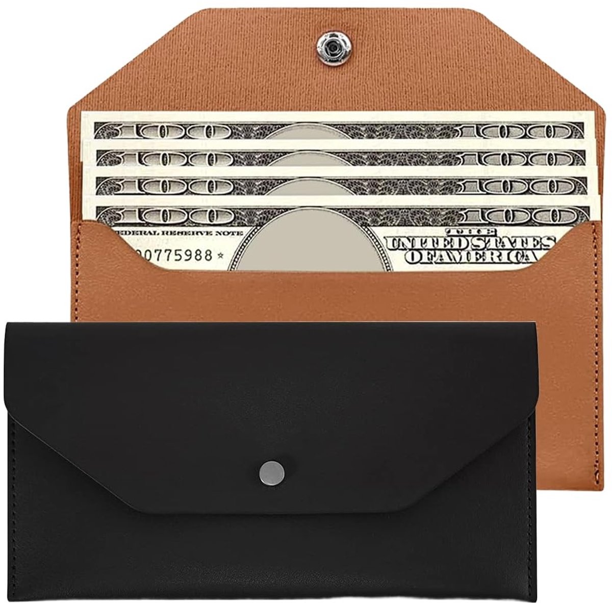 Dailygoods- Portemonnee Leren - Retro Clutch - Herbruikbare Portemonnee - Lederen Enveloppen - 2 Stuks - Voor Mannen/Vrouwen