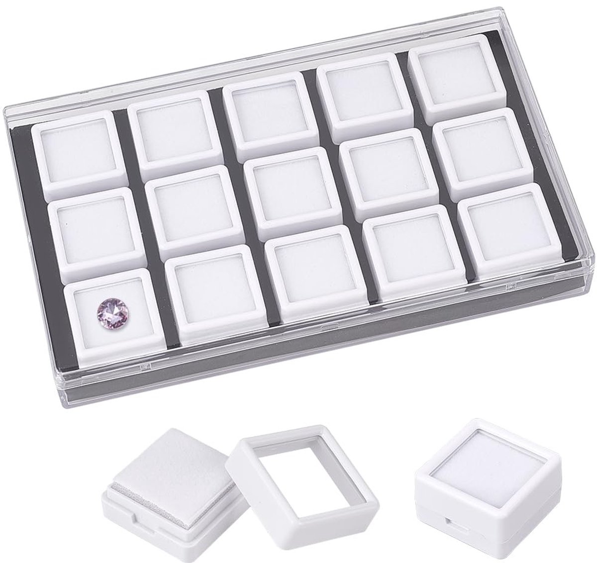 Dailygoods- Sieradenbox Premium Materiaal - Display Box - Edelsteen Doos - Juwelen Doosje - Geschenkverpakking - 2,9x1,75cm - Juwelendoos