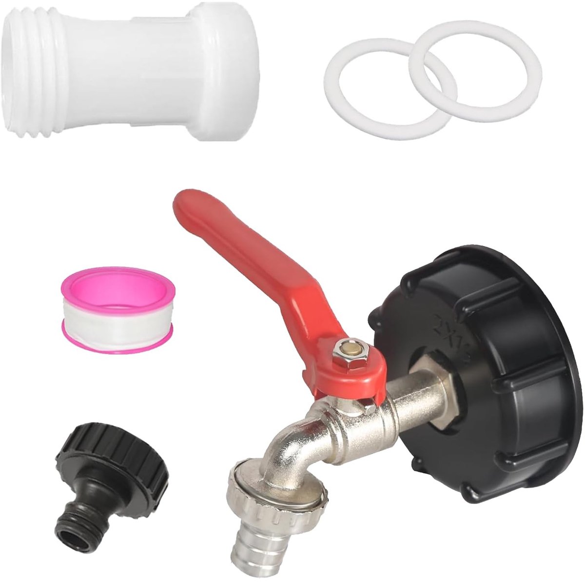 Dailygoods- Uitloopkraanset voor 1000L watertank - IBC-containeraccessoire - Aftapkraan - Eenvoudig te installeren - Corrosiebescherming - Voor irrigatie en watertoevoer