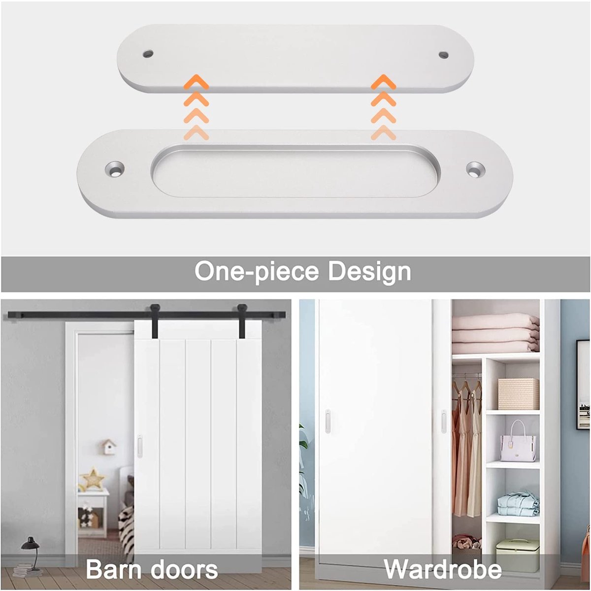 Dailygoods- Schuifdeurtrekken Ovaal 180MM - 2 Stuks - Aluminium - Flush Pull - Montage Schroeven - Sierlijke Handgrepen - Deurgrepen