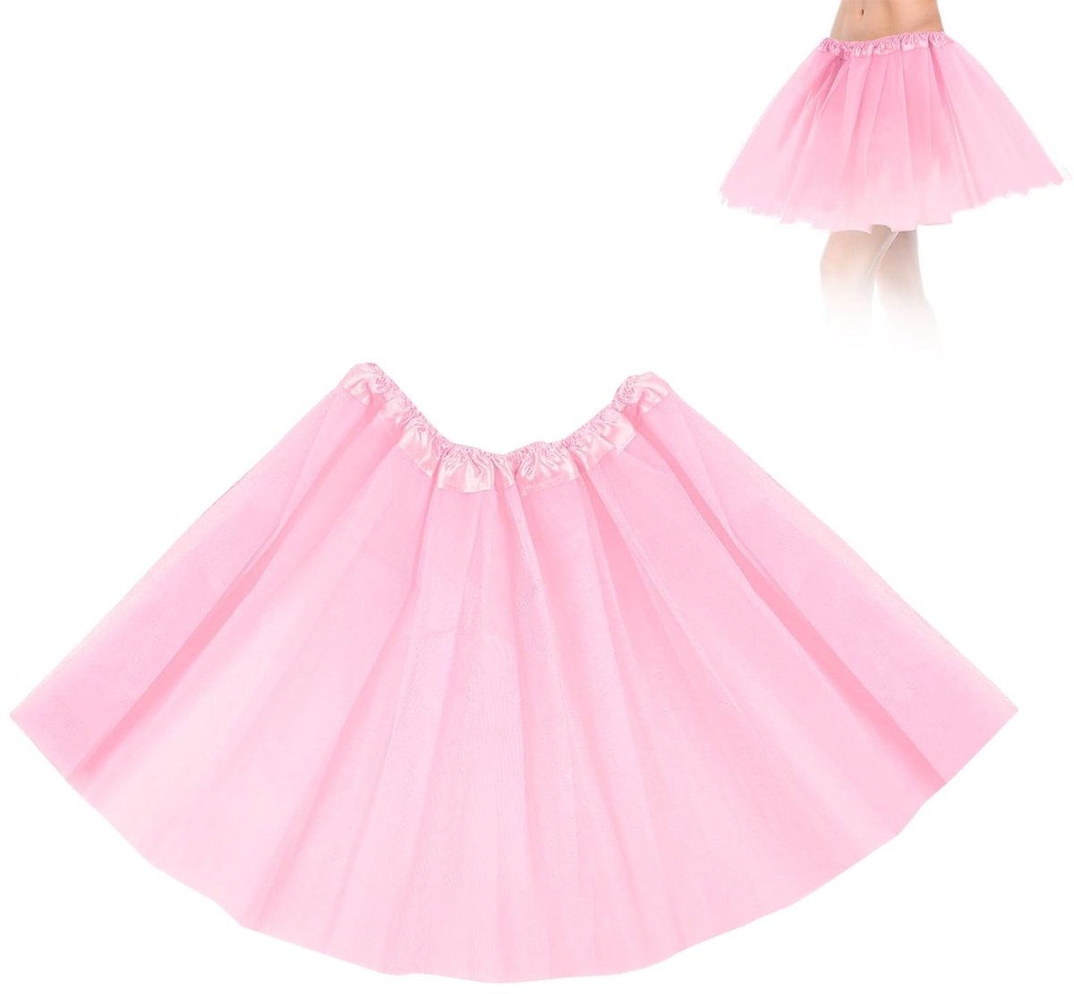 Dailygoods- Tule Rok - Drielaagse Gelaagd - Korte Onderrok - Elastische Tailleband - Roze - Comfortabel en Stijlvol