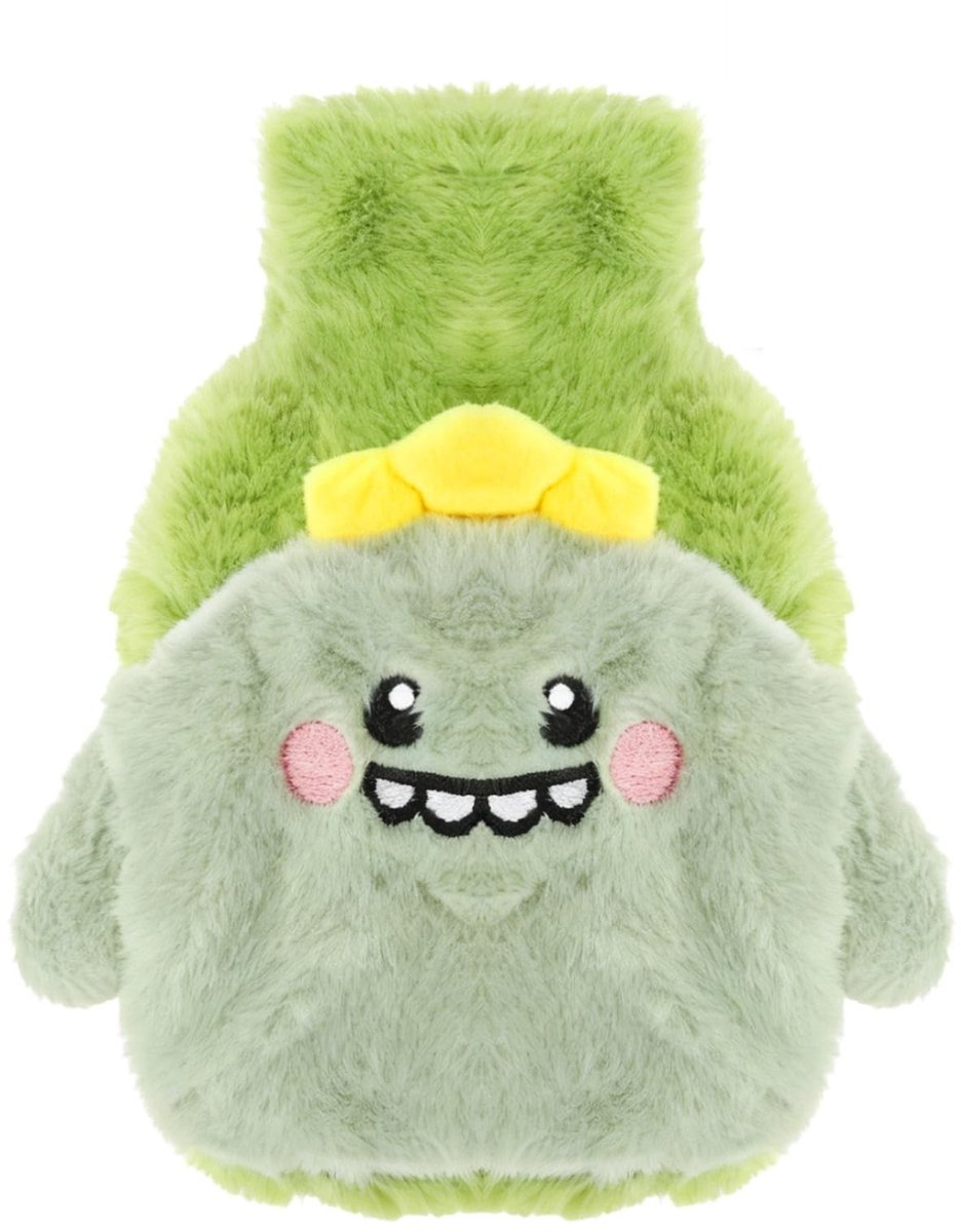 Dailygoods- Warmwaterkruik 400 ml - Warmwaterkruik met Hoes - Pluche Warmtekruik - Dinosaurus - Pijnverlichting Buik/Rug - Cadeau voor Kinderen - Warmtefles