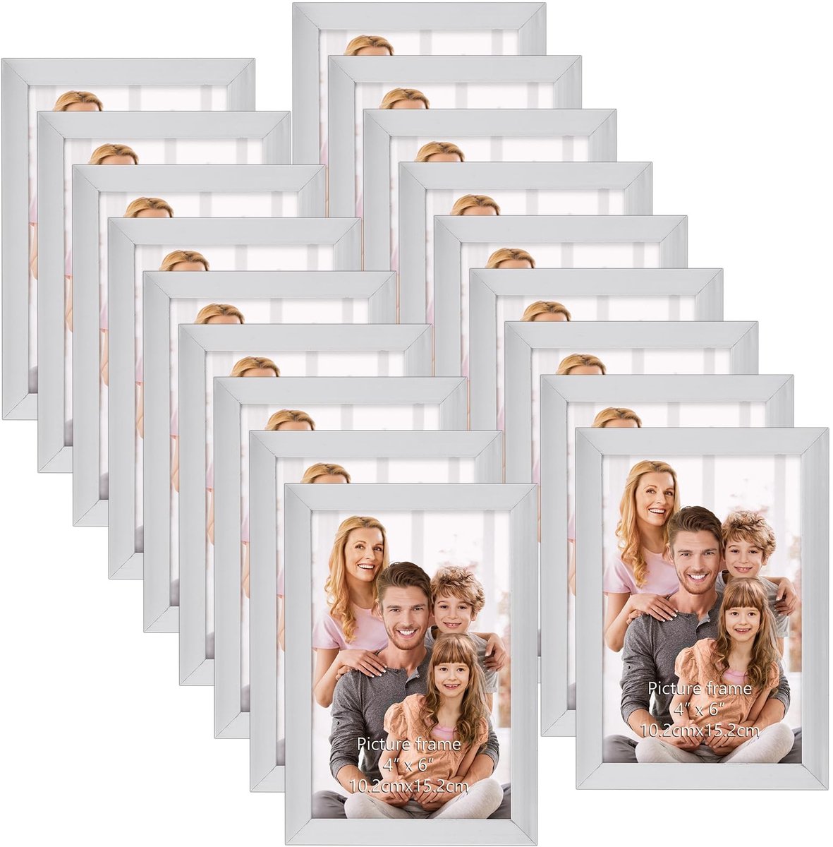 Dailygoods- Fotolijsten Set van 18 - 6x4 Zilveren Fotolijsten - Wand/Tafel Fotolijsten - Decoratie - Collage - Hoogwaardige Kwaliteit - Fotolijstjes