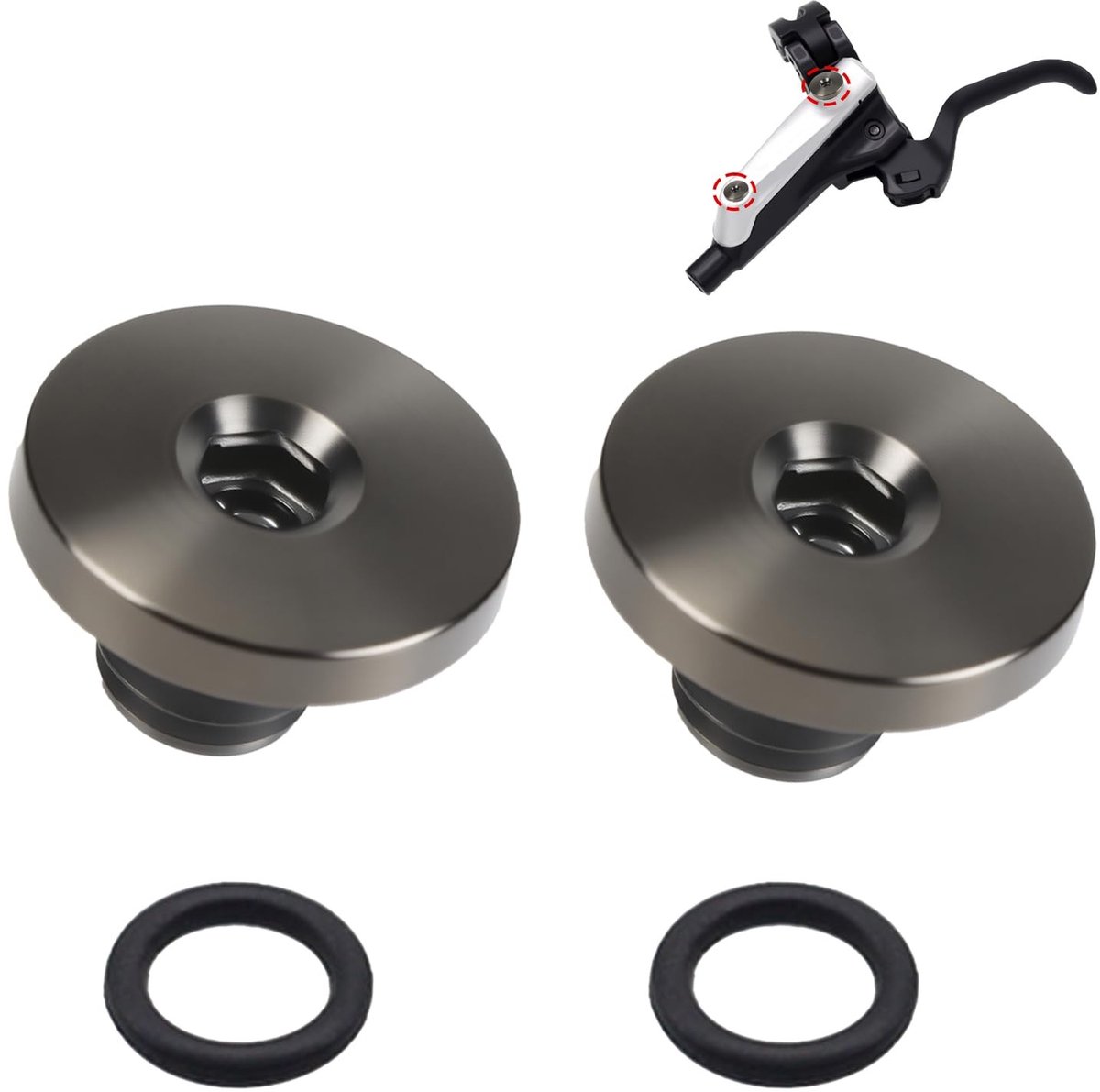 Dailygoods- Fiets-ontluchtingsschroeven Set van 2 - M5 x 5 mm - TC4 Titaniumlegering - O-ring - Compatibel met Shimano XT/SLX/Zee/Deore LX - Corrosiebestendig - Fietsremonderdelen