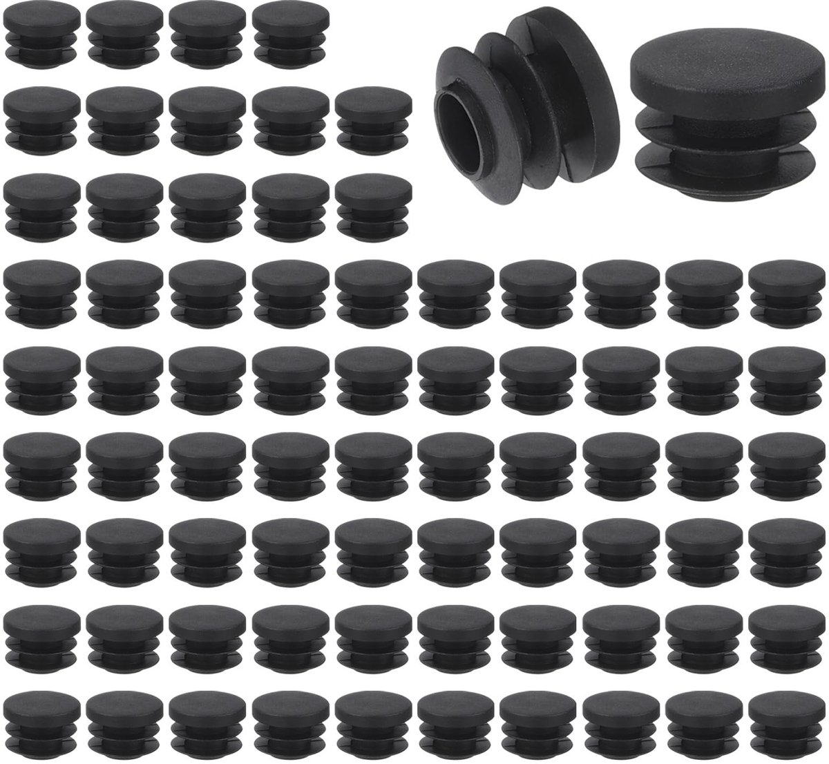 Dailygoods- Buisplug 76 Stuks - Ronde Kunststof Eindkappen 19 mm - Zwarte PE-Buispluginzetstukken - Vloerbeschermers voor Meubelpoten - Duurzaam en Slijtvast - Buisdoppen