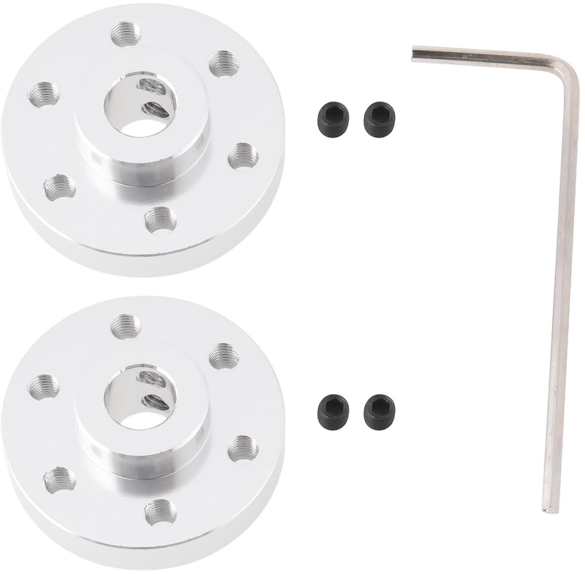 Dailygoods- Askoppeling Stijve Flens - 2x Aluminiumlegering - 6mm Binnendiameter - 25,4mm Buitendiameter - 9,2mm Hoogte - M3 Schroefgaten