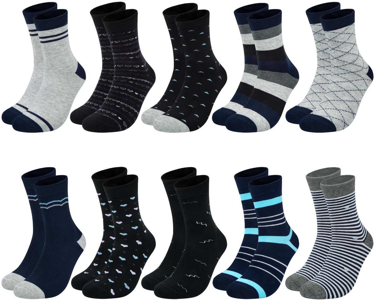 Dailygoods- Damessokken 10 Paar - Zacht/Huidvriendelijk - Casual/Kleurrijk - Stippen/Hartpatroon - One Size Fits All - Comfortabel/Duurzaam - Sokken