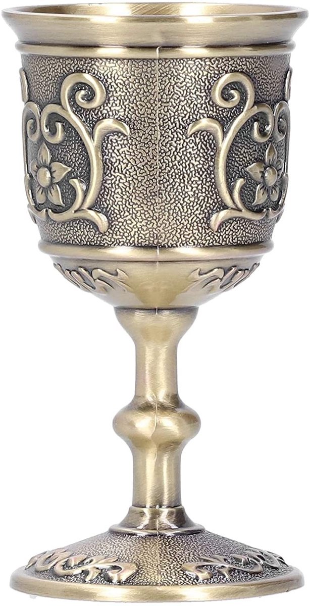 Dailygoods- Wijnbeker 9,2 cm - Decoratieve Kelk Beker - Bronzen Goblet - Retro Drinkbeker - Perfect Cadeau - Ideale Temperatuur