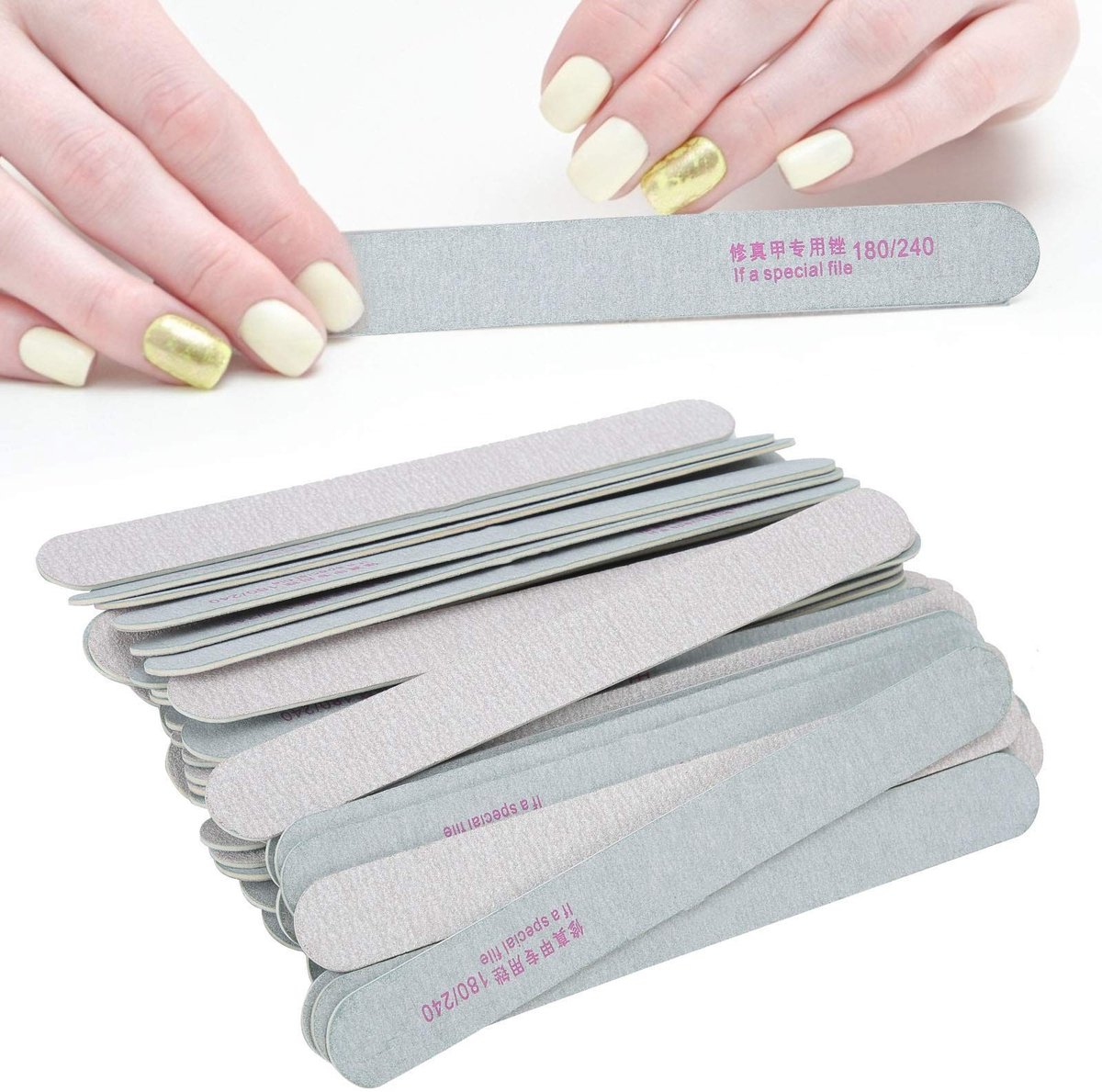 Dailygoods- Nagelvijl Set 50 stuks - Dubbelzijdige 180/240 Grit - Robuust en Duurzaam - Voor Kunstnagels/Teennagels - Waterdicht en Wasbaar - Comfortabele Nail-Art Ervaring - Nagelbestanden