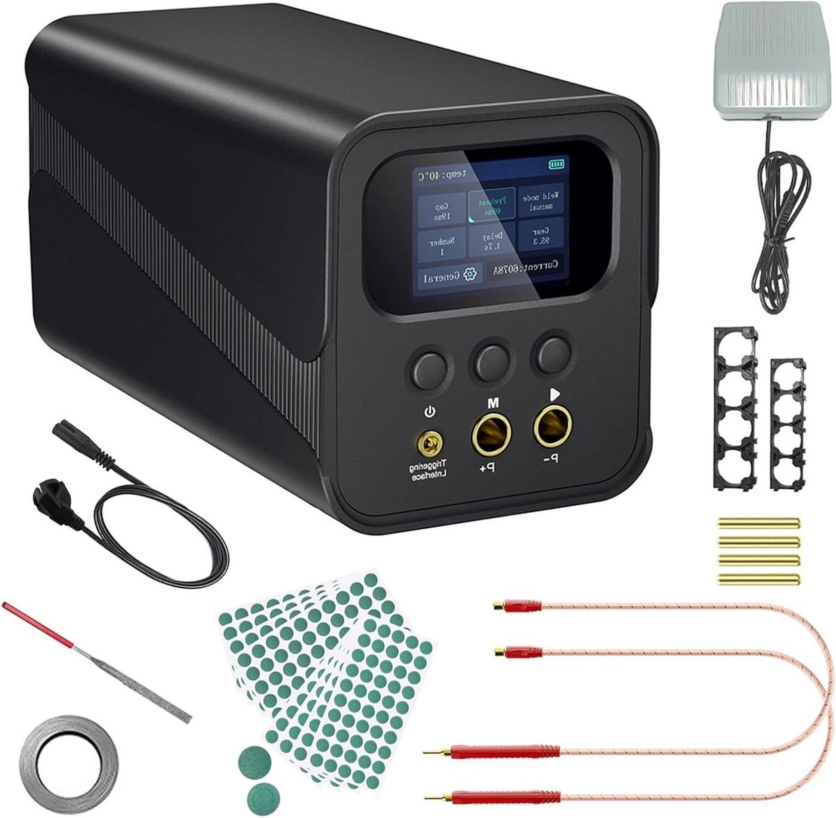 Puntlasapparaat - Accu lasapparaat - Batterij assemblage - Dubbele puls technologie - 0.4 mm dik - Zwart