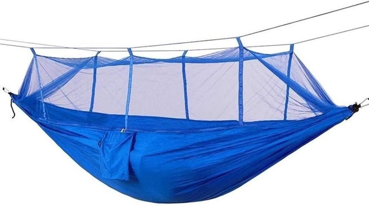Draagbare Hangmat - Kampeer Hangmat - Buiten Ontspannen - Lichtgewicht Parachute Stof - 260x140cm - Blauw