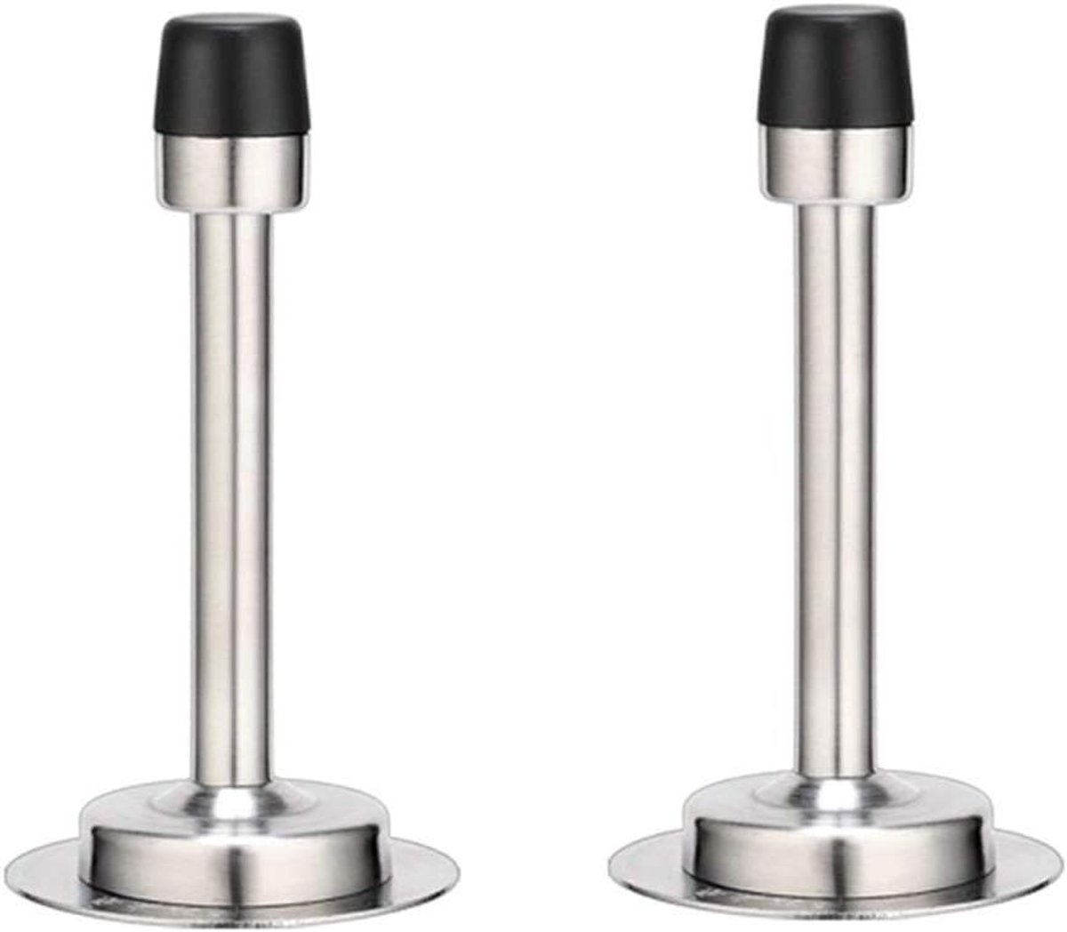 Deurstop Set - Muurstopper - Muren Beschermen - Roestvrij Staal - 2 Stuks - Zilver