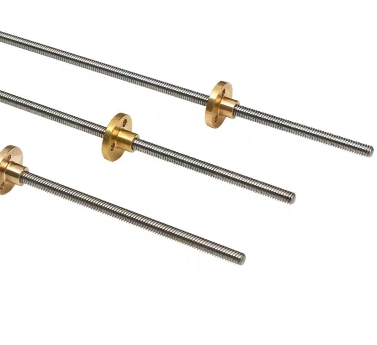 Loodschroef T5 - Spindel met moer - 3D Printer Onderdeel - Roestvrij staal - 5 mm 600 mm - Zilverkleurig