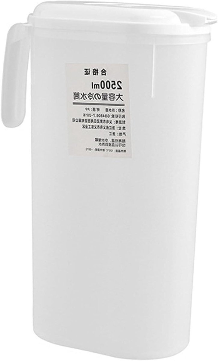 Grote Waterkan - Koelkast Dispenser - Drinken Koelen - Lekvrij Deksel - 2500 ml - Transparant