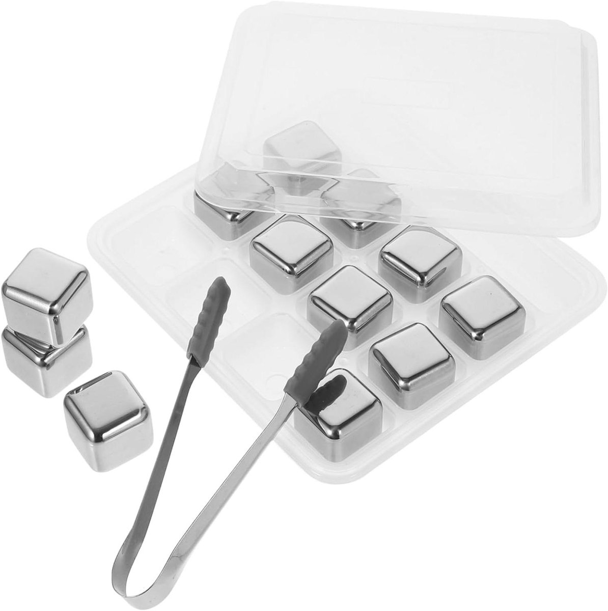 Ijsblokjes Set - Drankkoelers - Dranken Koelen - Herbruikbaar Roestvrij Staal - 12 Stuks - Zilver