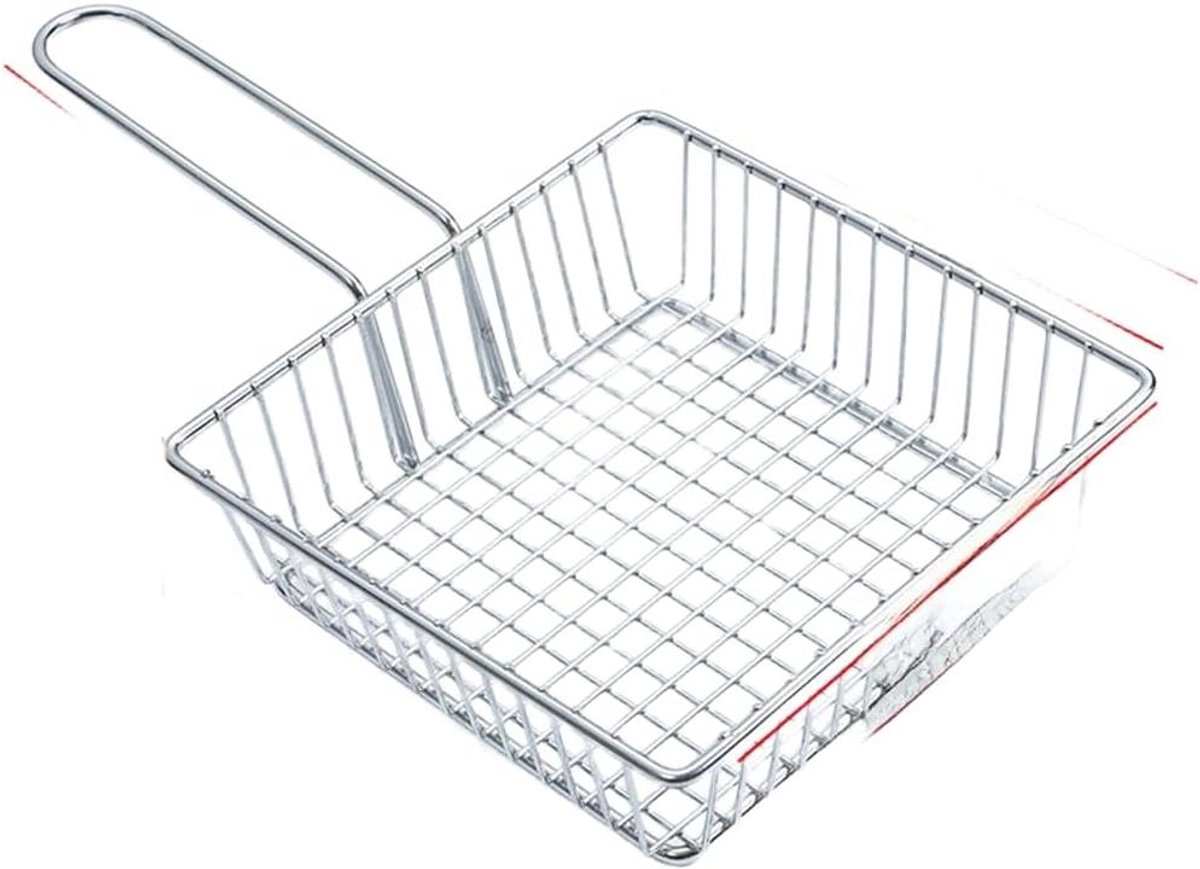 Frituurmand Vierkant - Snackmand Keuken - Frituren Thuis - Verdikde Handgreep - 10 x 7 cm - Zilver