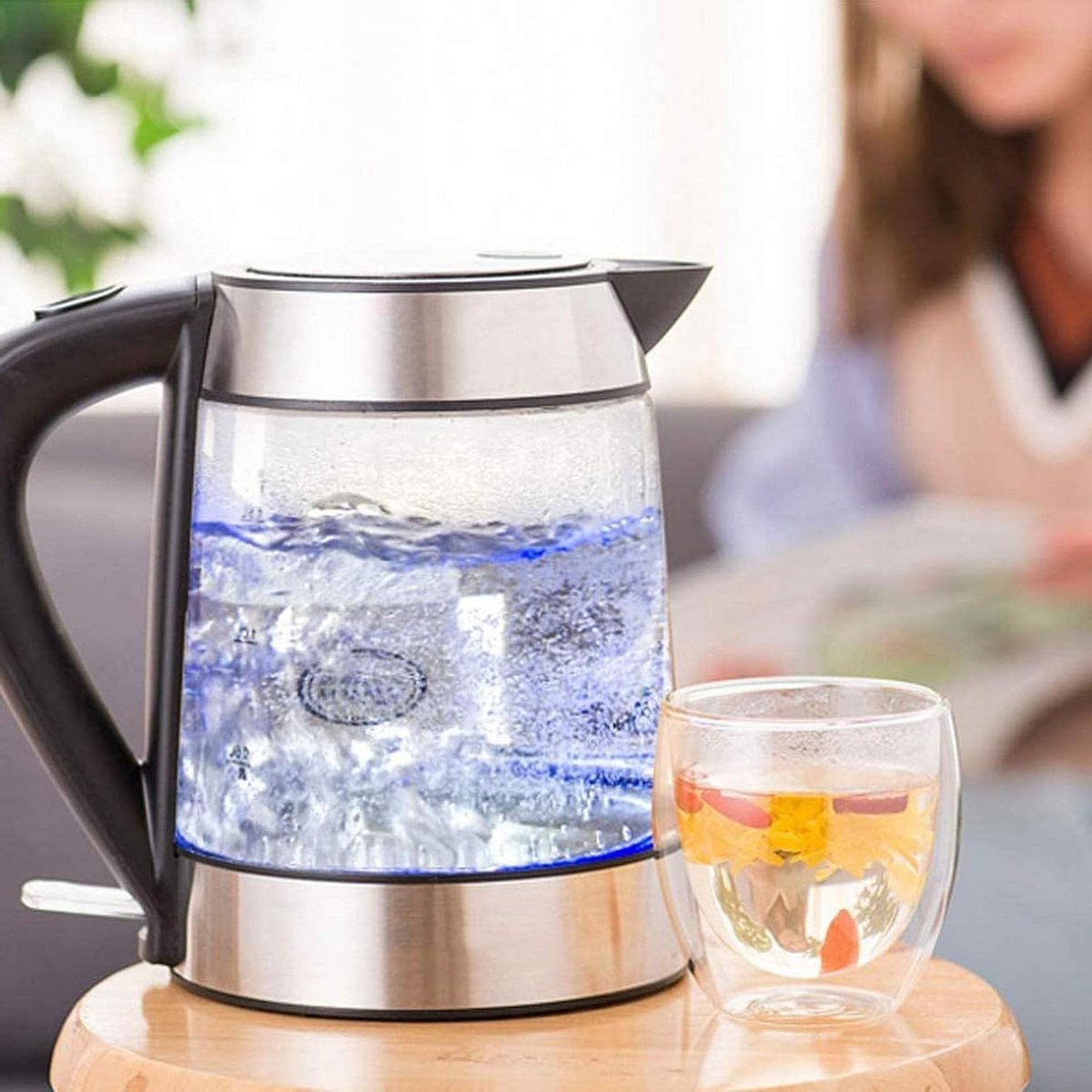 Elektrische Waterkoker - Glas Waterkoker - Snel Water Koken - Automatische Uitschakeling - 17 Liter - Zilver