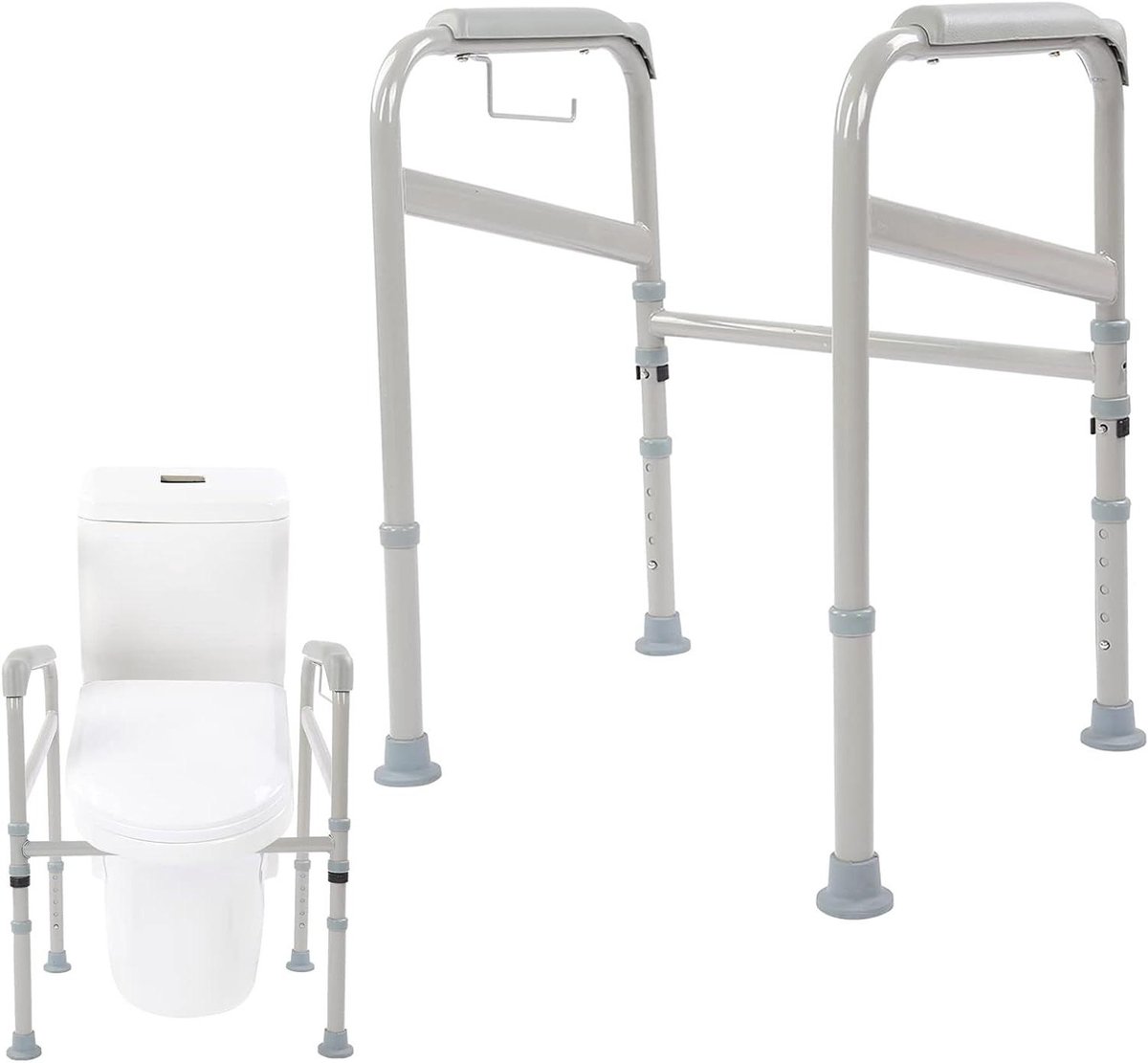 Toilet Steun - Toiletbeugel Sta op - Veilig Toiletteren - Verstelbare Armleuningen - 60-70 cm Hoogte - Wit