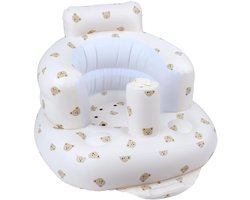 Siège gonflable pour bébé avec ventouses (à partir de 3 mois) – Siège de sol pour bébé pour s'asseoir droit, avec pompe à air intégrée – Chaise gonflable pour bébés – Tête d'ours