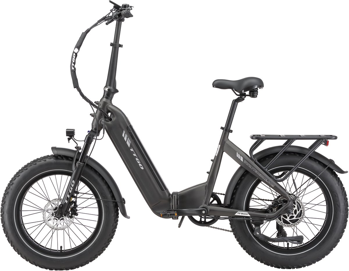TTGO F6 Boost Elektrische Fiets – 250W Motor - 48V18Ah Lithium Accu – Actieradius tot 120 km – Hydraulische Schijfremmen – 20×4.0 inch Fatbike Banden - Shimano 7 Versnellingen - Grijs thumbnail 6