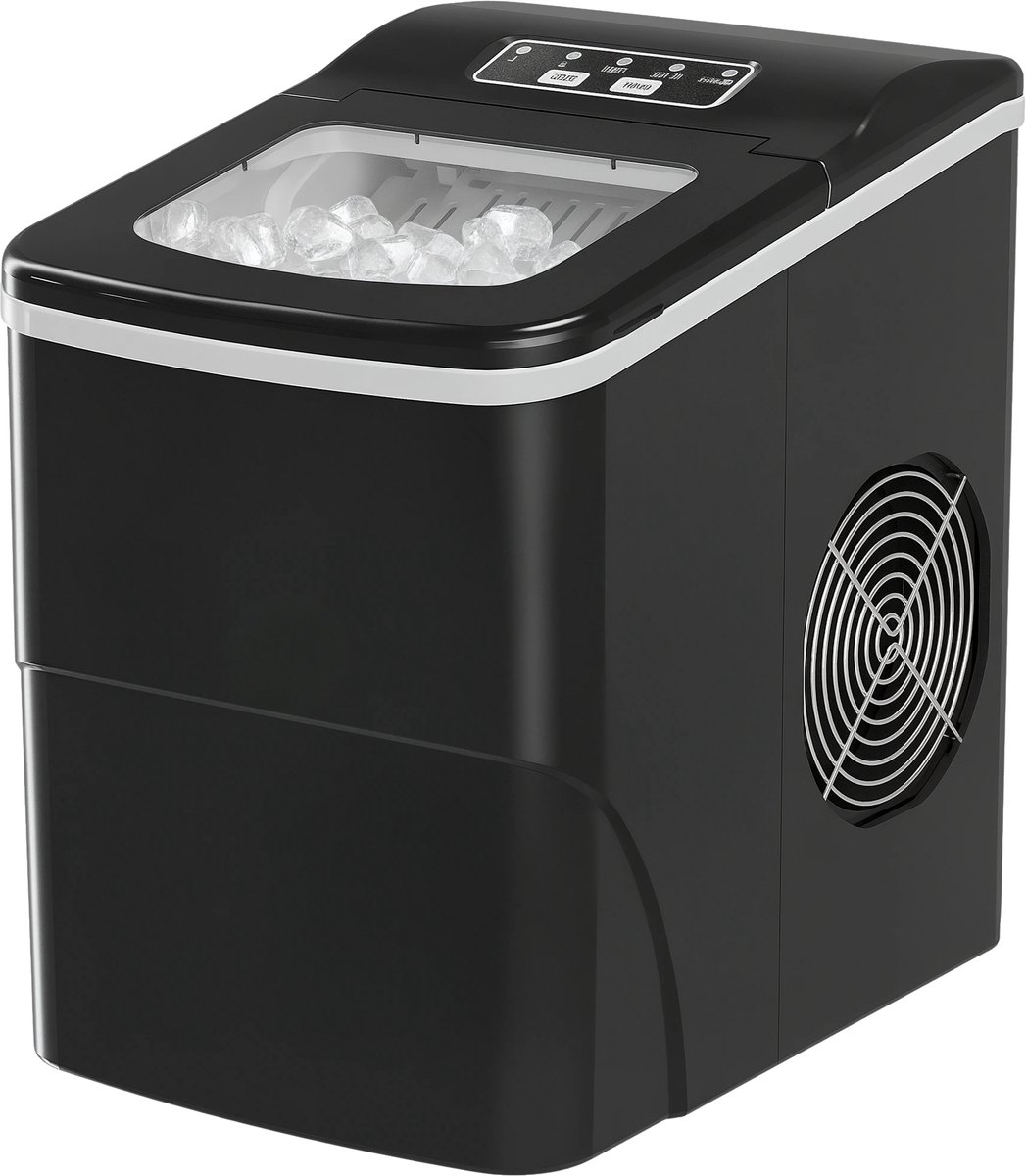 IJsblokjesmachine – PS Kunststof – 29,5 x 21,2 x 32,6 cm – Compacte Ice Cube Maker voor Thuis en Keuken – Zwart