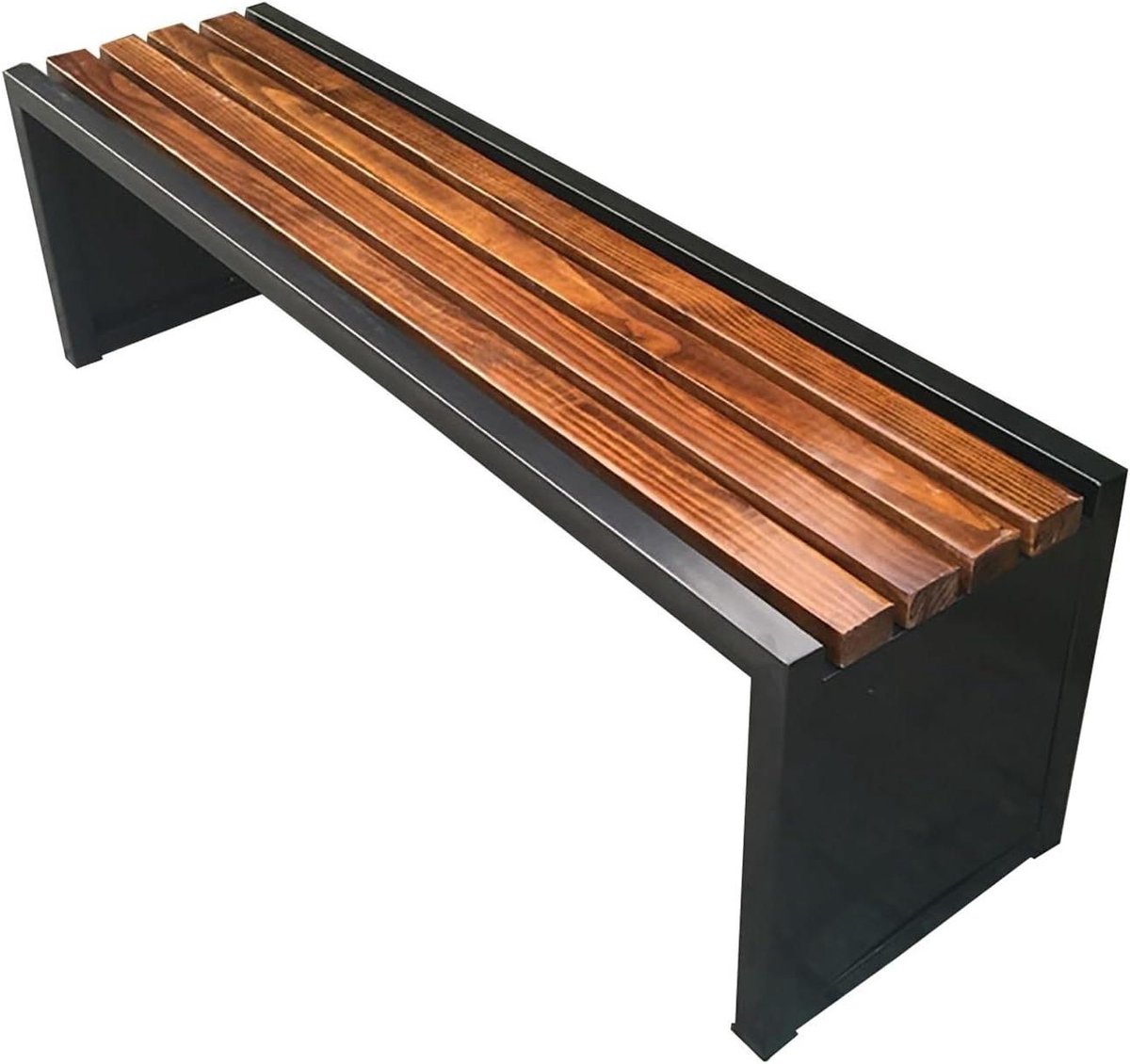 Houten Parkbank - Tuinbank Terrasbank - Buiten Ontspannen - Weerbestendig Hout Metaal - 120x40x45cm - Gecarboniseerd