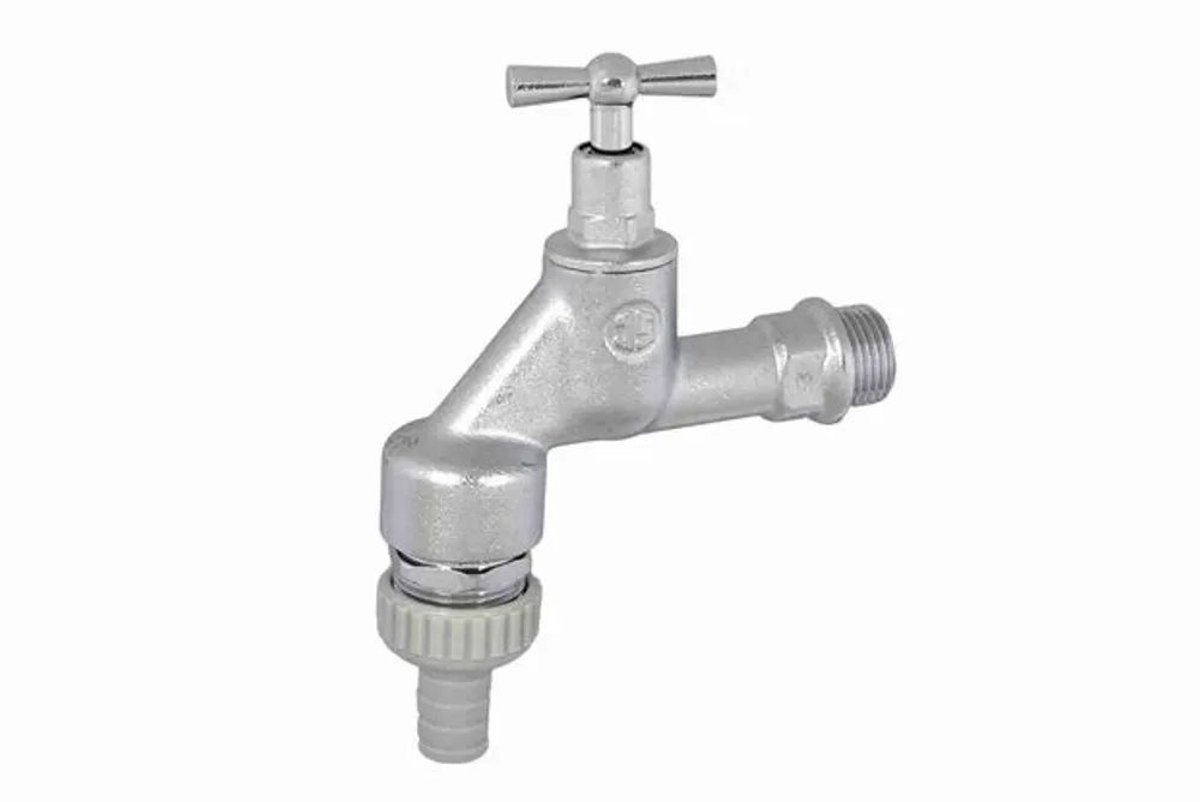 Schlösser Armaturen JS Uitloopventiel met buisbeluchter, met slangaansluiting, zonder terugstroombeveiliging, met knevelbediening, 1/2'', mat chroom, 0017511520001