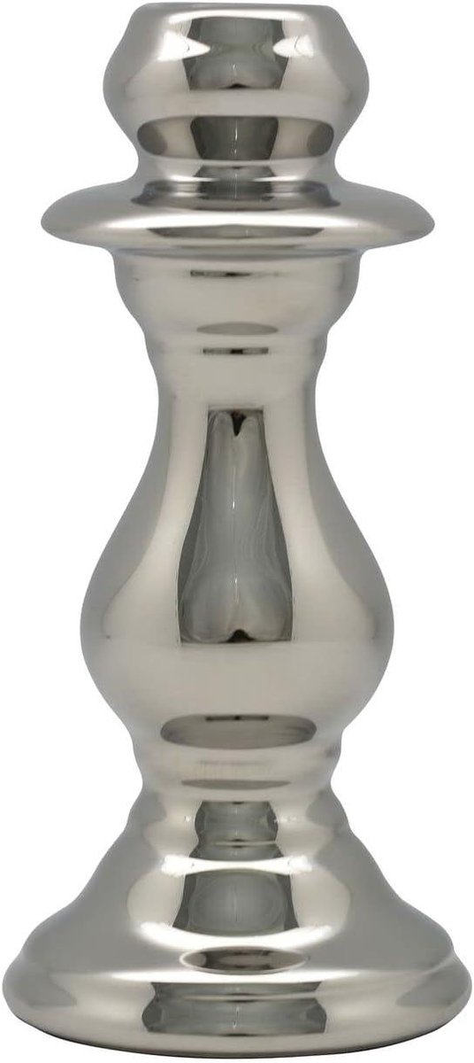 Kandelaar - Kaarsenstandaard - Decoratie Huis - Keramiek Materiaal - 75x75x16cm - Zilverkleurig