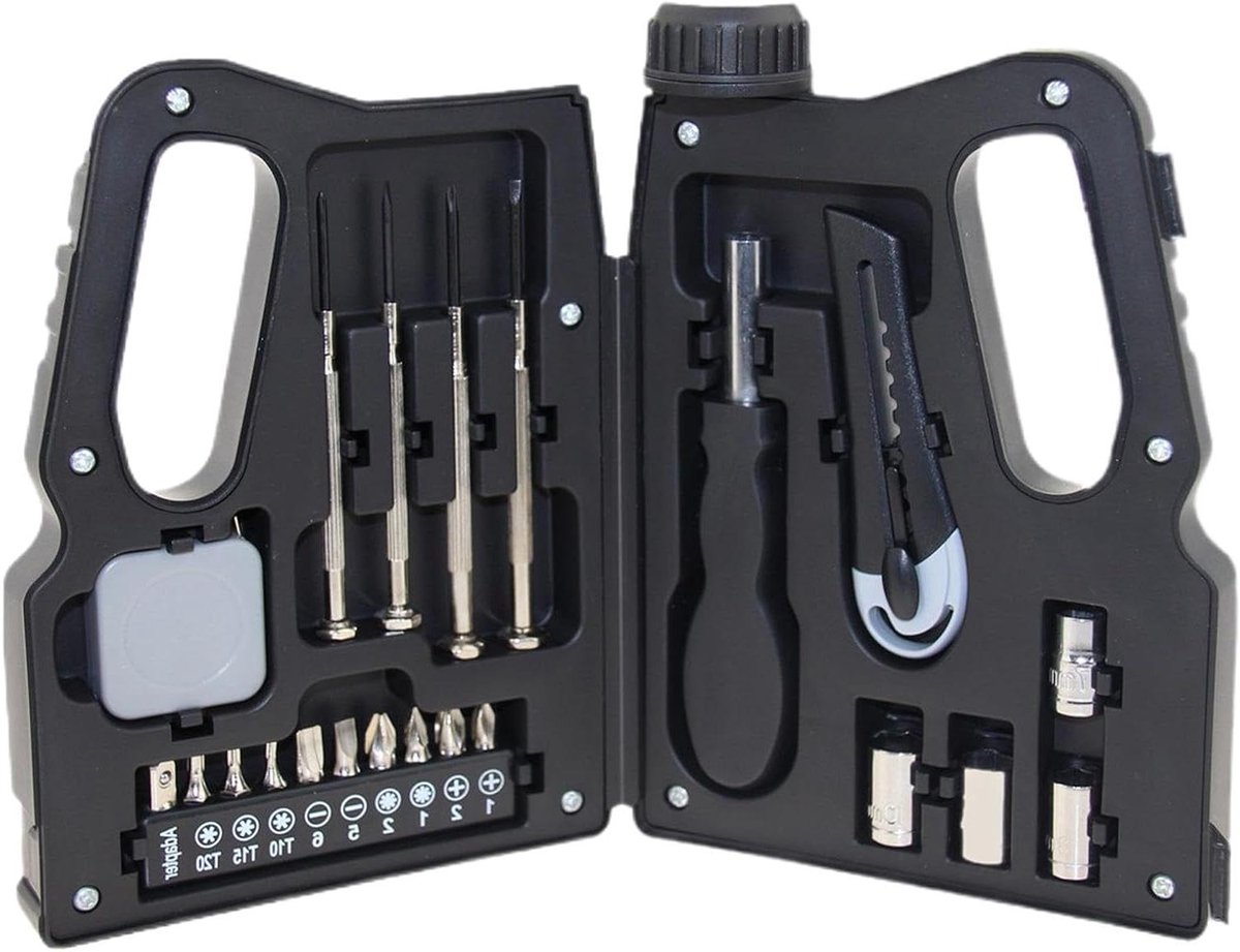 Gereedschapsset - Reparatieset Handgereedschap - Klusjes Thuis - 21 Delig - Compact formaat - Grijs