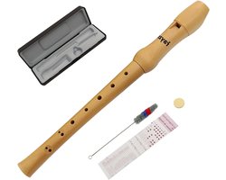rayzm Houten sopraanrecorder, massief esdoorn barokke vingerzetting (C-sleutel, 8-gaten) afneembaar 2-delig houtblaasinstrument voor beginners en muziekstudenten