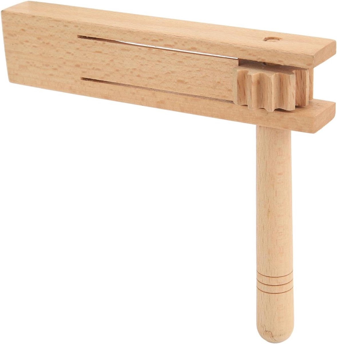 Ratelspeelgoed Hout - Geluidmaker Rammelaar - Feestelijke Klanken - Traditioneel Instrument - 23 cm Lengte - Houtkleurig