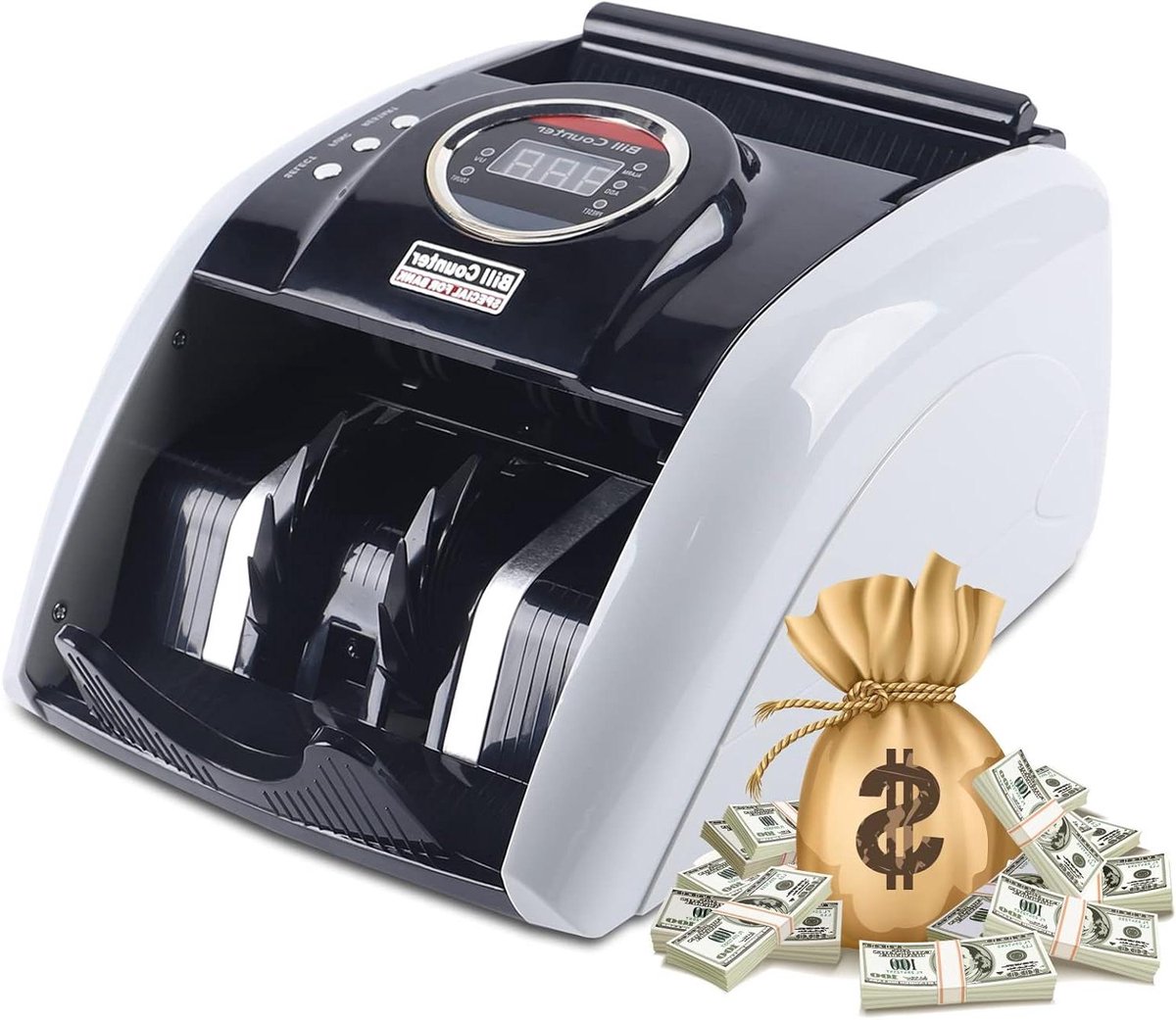 Geld Telmachine - Bankbiljet Teller - Geld Verwerken - UV MG Detectie - 310x250x168 mm - Zwart