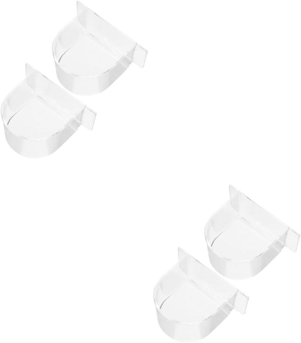 minkissy 4 Stuks Halfronde voedseldoos containers voor voedsel kunststof waterglazen huisdier drinkglazen papegaai vogelvoeder vogelvoerbak van kunststof koning kleine papegaai kito